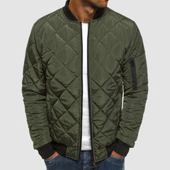 Men's Quilted Bomber Jacket | Stylish | Autumn - Dark Green