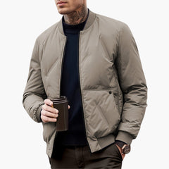 Men's Quilted Bomber | Ribbed Trim | Winter - Khaki