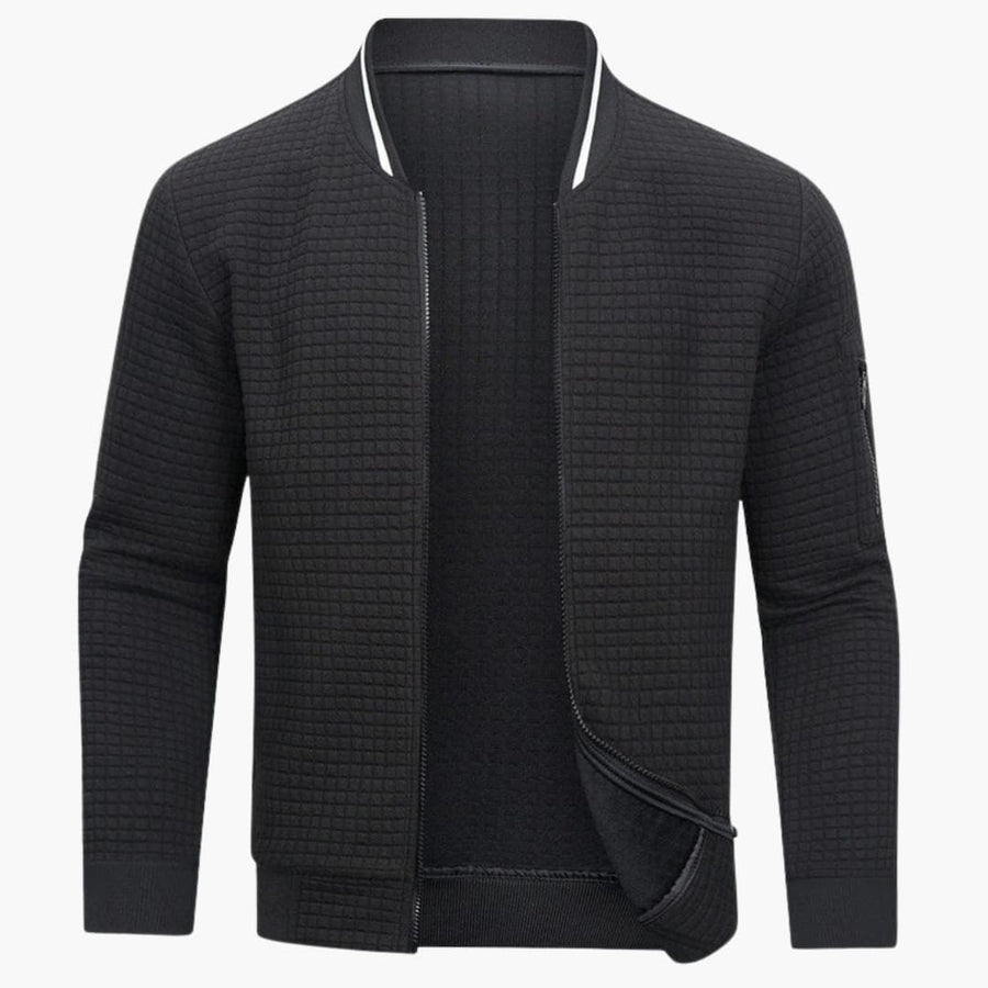 Men's Quilted Bomber | Square Stitch | Winter - Black