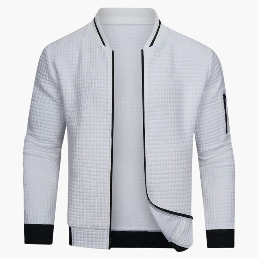 Men's Quilted Bomber | Square Stitch | Winter - White