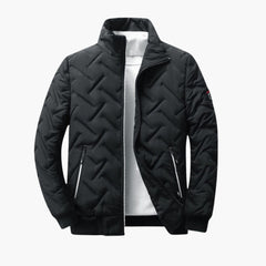 Men's Quilted Bomber | Stand Collar | Warm | Winter - Black
