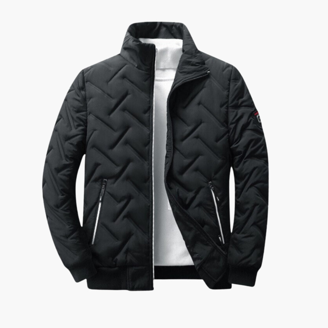 Men's Quilted Bomber | Stand Collar | Warm | Winter - Black