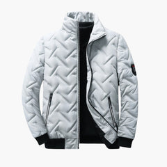 Men's Quilted Bomber | Stand Collar | Warm | Winter - Gray