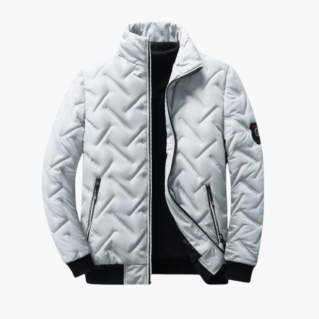 Men's Quilted Bomber | Stand Collar | Warm | Winter - Gray