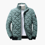 Men's Quilted Bomber | Stand Collar | Warm | Winter - Green