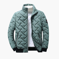 Men's Quilted Bomber | Stand Collar | Warm | Winter - Green