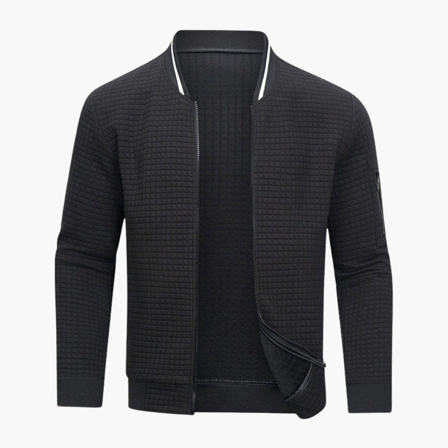 Men's Quilted Bomber | Textured Pattern | Winter - Black