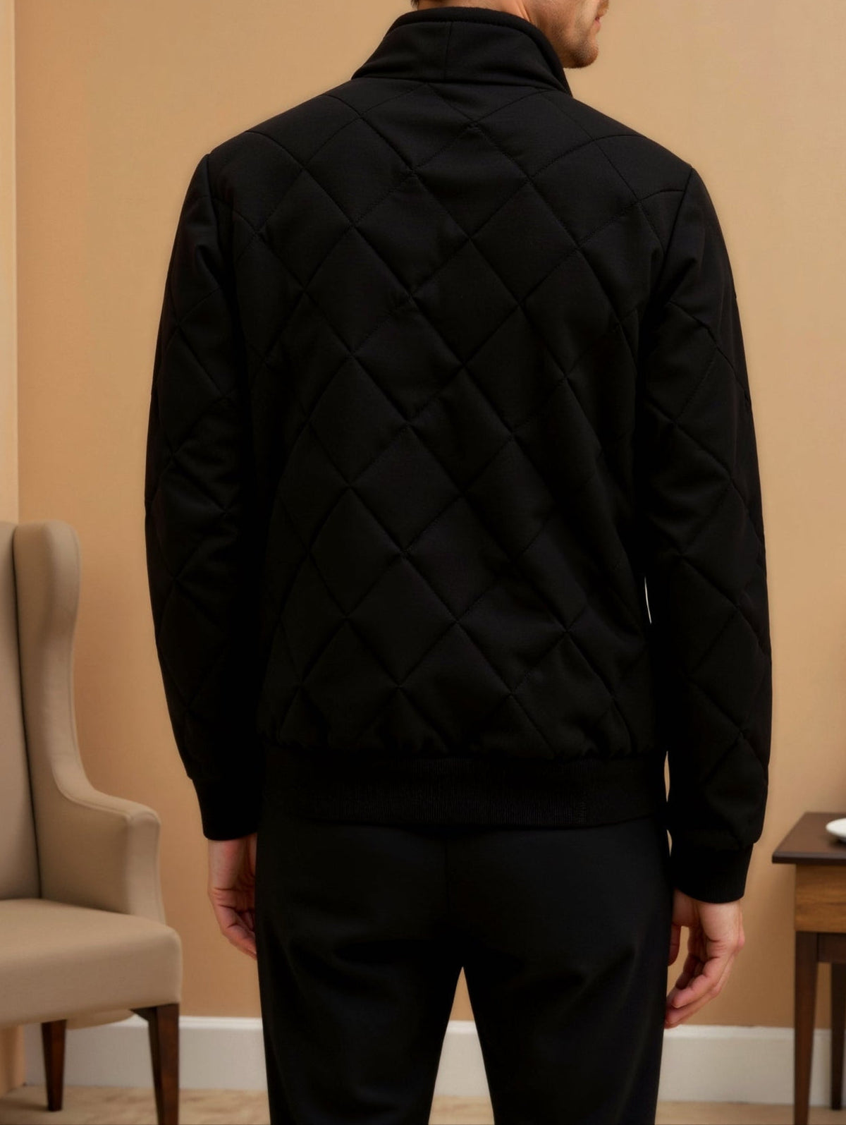 Men's Quilted Jacket | Diamond Pattern | Winter