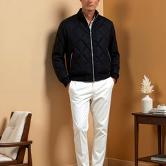 Men's Quilted Jacket | Diamond Pattern | Winter