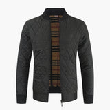 Men's Quilted Jacket | Patterned Lining | Cozy | Winter - Black