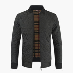 Men's Quilted Jacket | Patterned Lining | Cozy | Winter - Black