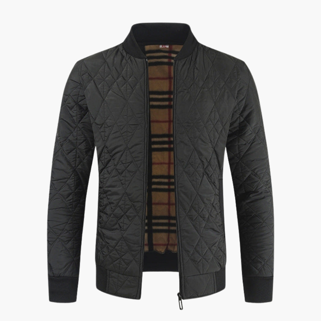 Men's Quilted Jacket | Patterned Lining | Cozy | Winter - Black