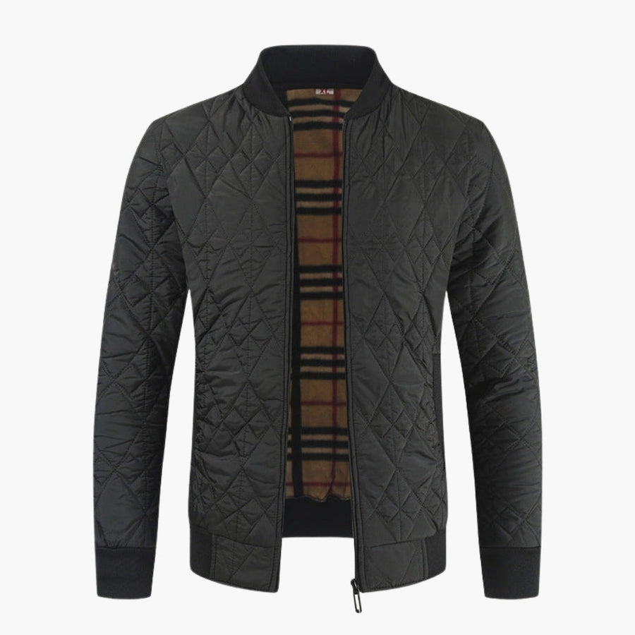 Men's Quilted Jacket | Patterned Lining | Cozy | Winter - Black
