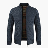 Men's Quilted Jacket | Patterned Lining | Cozy | Winter - Blue
