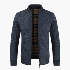 Men's Quilted Jacket | Patterned Lining | Cozy | Winter - Blue