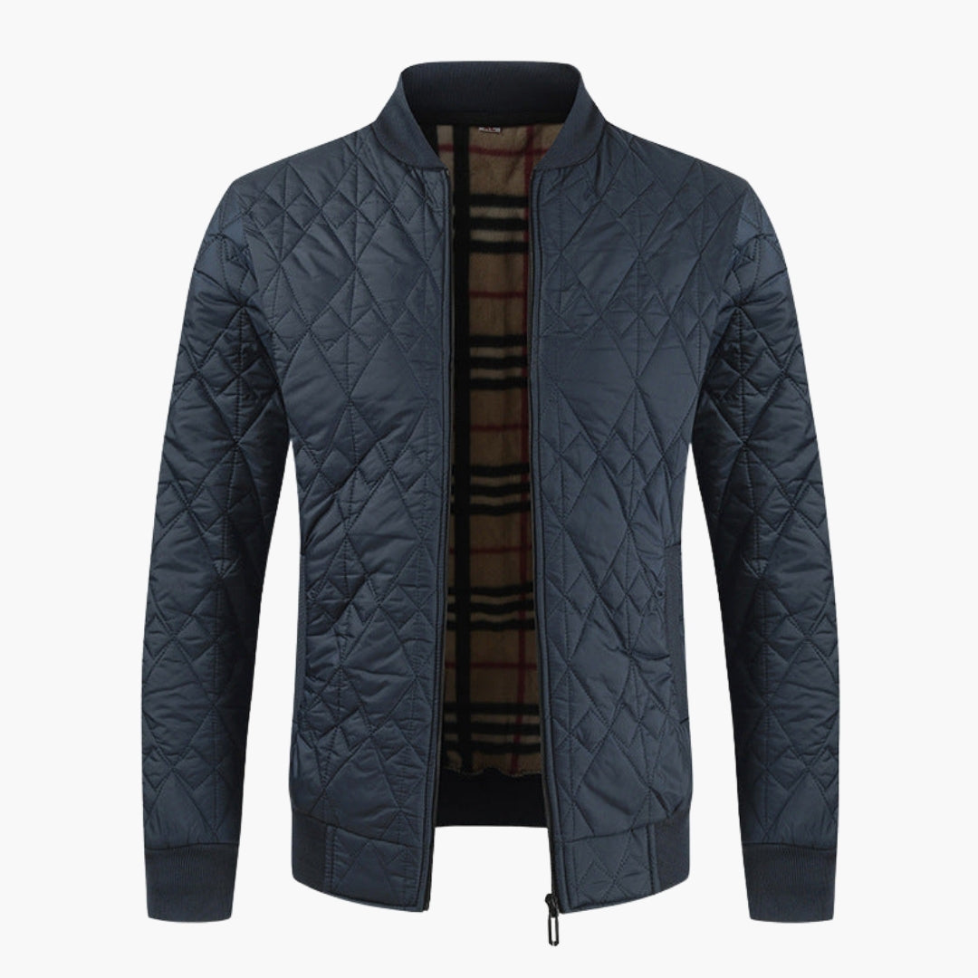 Men's Quilted Jacket | Patterned Lining | Cozy | Winter - Blue