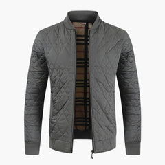 Men's Quilted Jacket | Patterned Lining | Cozy | Winter - Charcoal