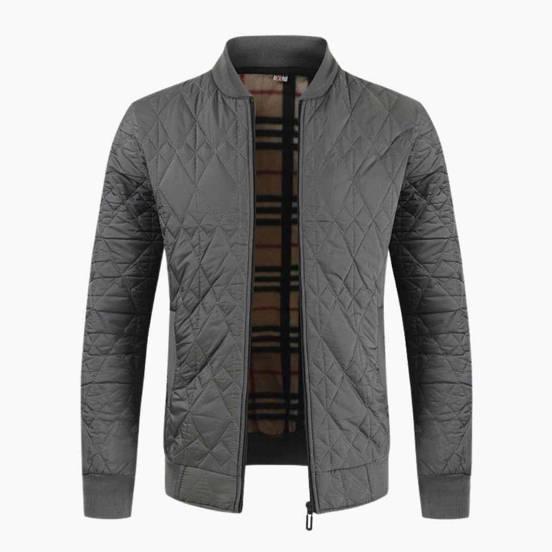 Men's Quilted Jacket | Patterned Lining | Cozy | Winter - Charcoal