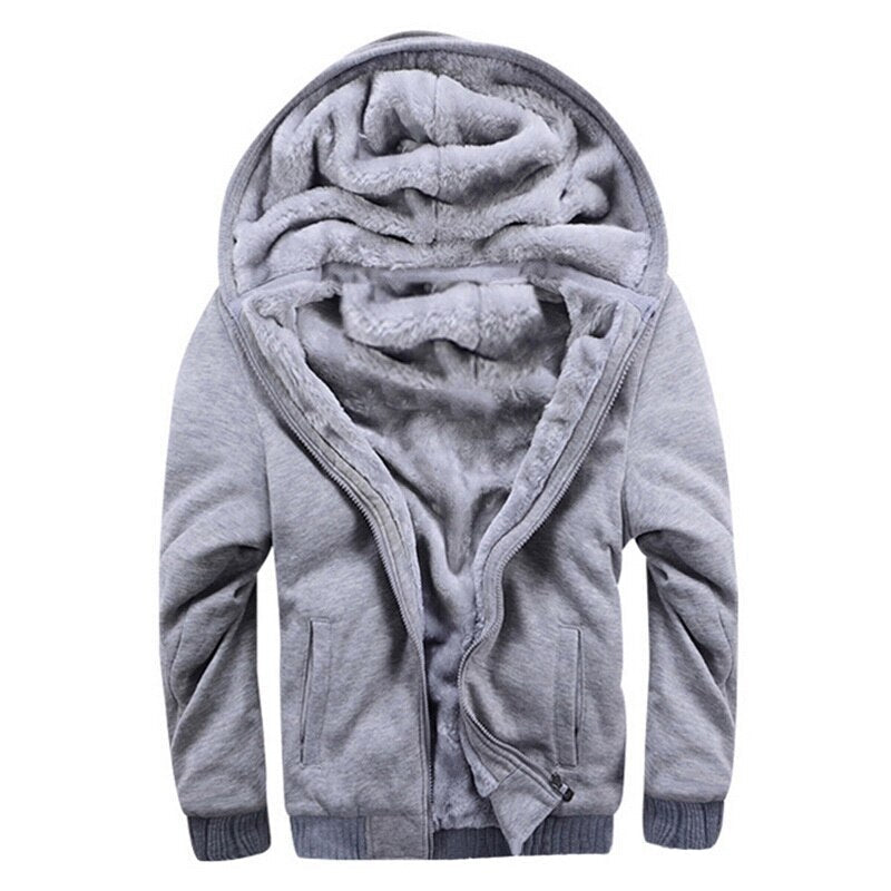 Men's Quilted Jacket | Thermal Hood | Winter - Gray