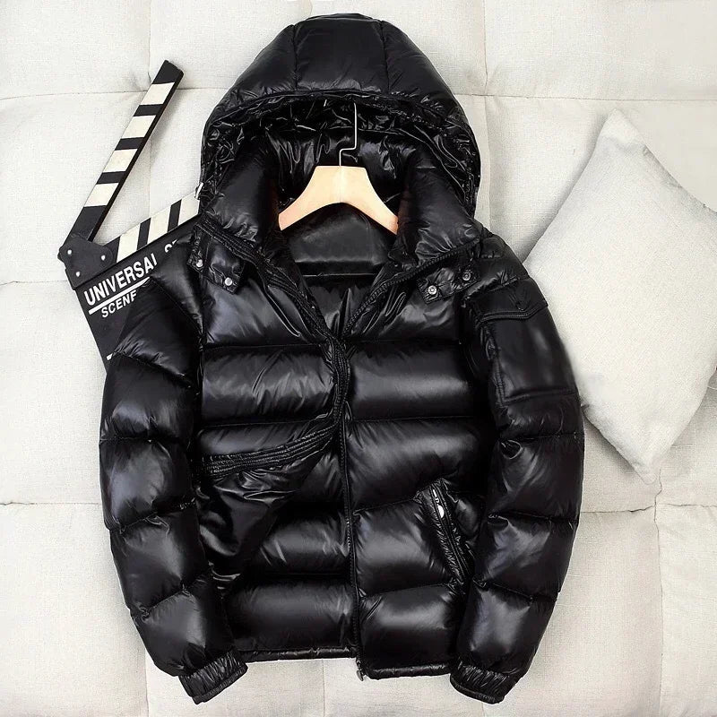 Men's Quilted Winter Jacket with Hood - Warm & Windproof