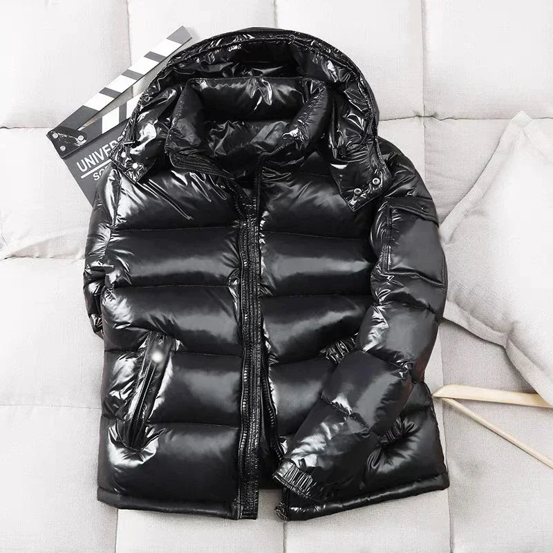 Men's Quilted Winter Jacket with Hood - Warm & Windproof