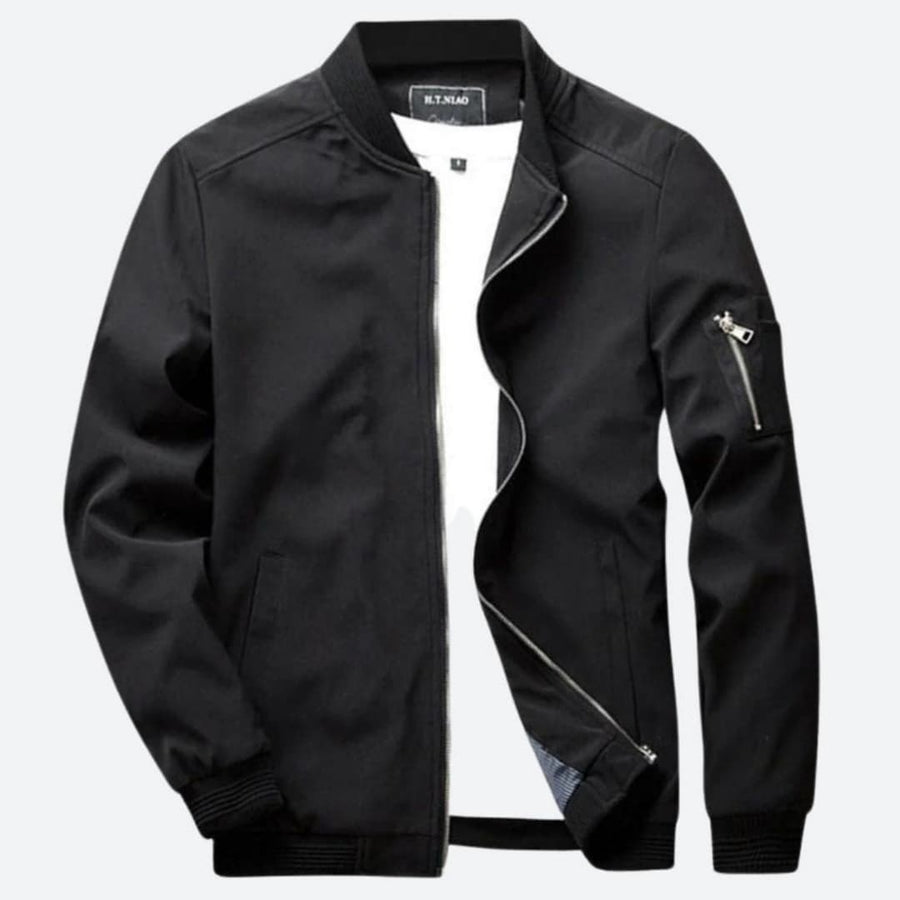 Men's Regular Fit Bomber | Zip Front | Winter - Black