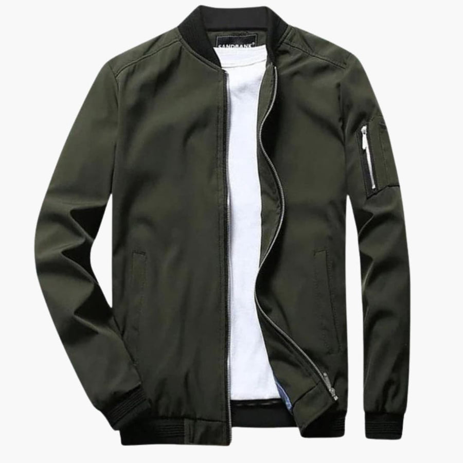 Men's Regular Fit Bomber | Zip Front | Winter - Olive