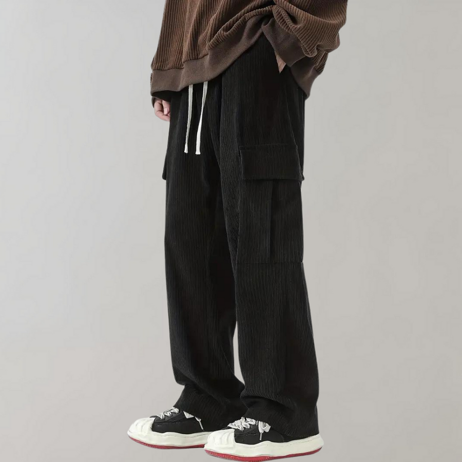 Men's Relaxed Cargo Pants | Multiple Pockets | Comfort | Winter - Black
