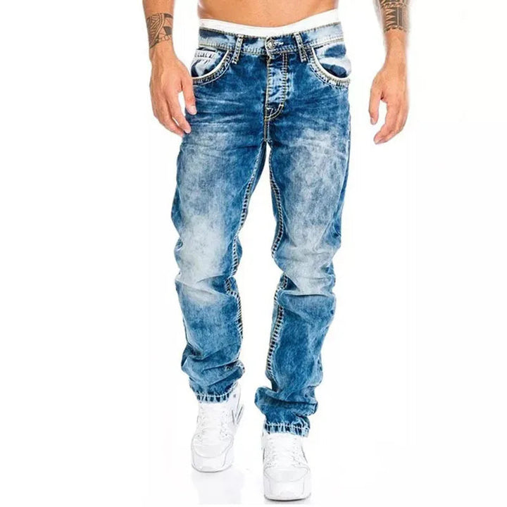 Men's Relaxed Pants | Vintage Wash | Five-Pocket | Autumn - Dark Blue