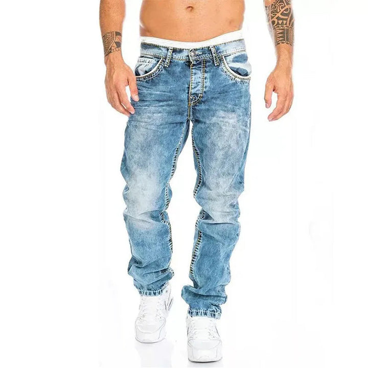 Men's Relaxed Pants | Vintage Wash | Five-Pocket | Autumn - Light Blue