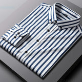Men's Relaxed Striped Cotton Shirt - Casual Sophistication | Spring - Blue