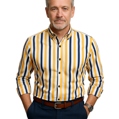 Men's Relaxed Striped Cotton Shirt - Casual Sophistication | Spring