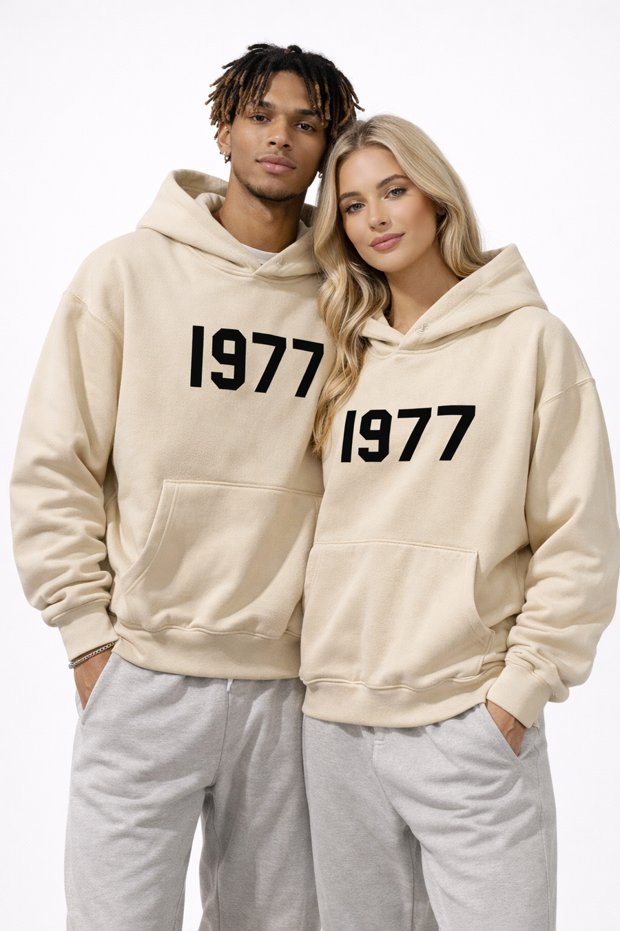 Men's Retro Street Style Winter Hoodie - Loose Fit - Sand Black