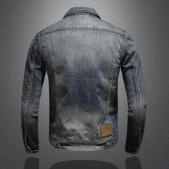 Men's Retro Washed Denim Zip-Up Jacket - Casual Outerwear | Autumn