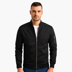 Men's Ribbed Collar Bomber | Mid-Season | Autumn - Black