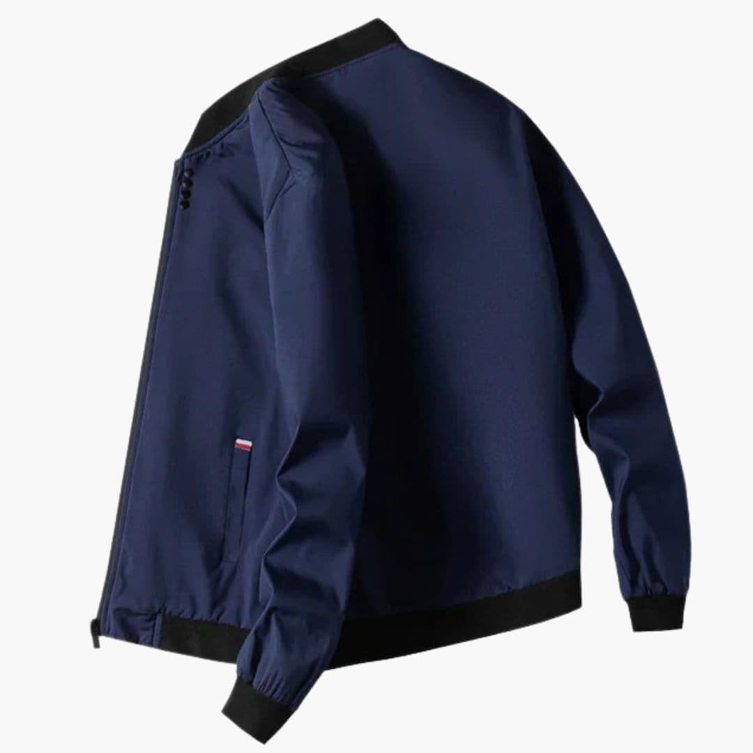 Men's Ribbed Collar Bomber | Side Pockets | Autumn - Navy