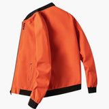 Men's Ribbed Collar Bomber | Side Pockets | Autumn - Orange