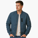 Men's Ribbed Collar Bomber | Sleeve Pocket | Winter - Navy