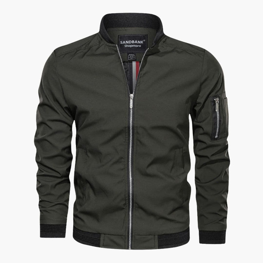 Men's Ribbed Collar Bomber | Zipped | Winter - Green