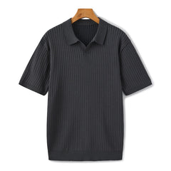 Men's Ribbed Polo Shirt | Structured | Summer - Dark Gray