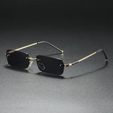 Men's Rimless Rectangular Sunglasses - Gold Gradient Tinted - Golden Gray