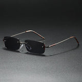 Men's Rimless Rectangular Sunglasses - Gold Gradient Tinted - Gun Gray