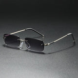 Men's Rimless Rectangular Sunglasses - Gold Gradient Tinted - Slate Gray