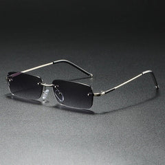 Men's Rimless Rectangular Sunglasses - Gold Gradient Tinted - Slate Gray