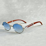 Men's Round Gold Frame Sunglasses - UV400 Protection - Blue