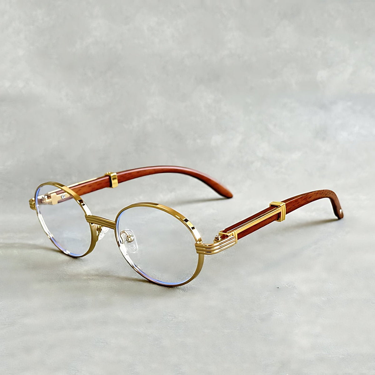 Men's Round Gold Frame Sunglasses - UV400 Protection - Clear