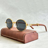 Men's Round Gold Frame Sunglasses - UV400 Protection - Gold