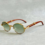 Men's Round Gold Frame Sunglasses - UV400 Protection - Green