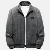 Men's Sherpa-Lined Bomber Jacket | Suede Look | Casual | Autumn - Gray