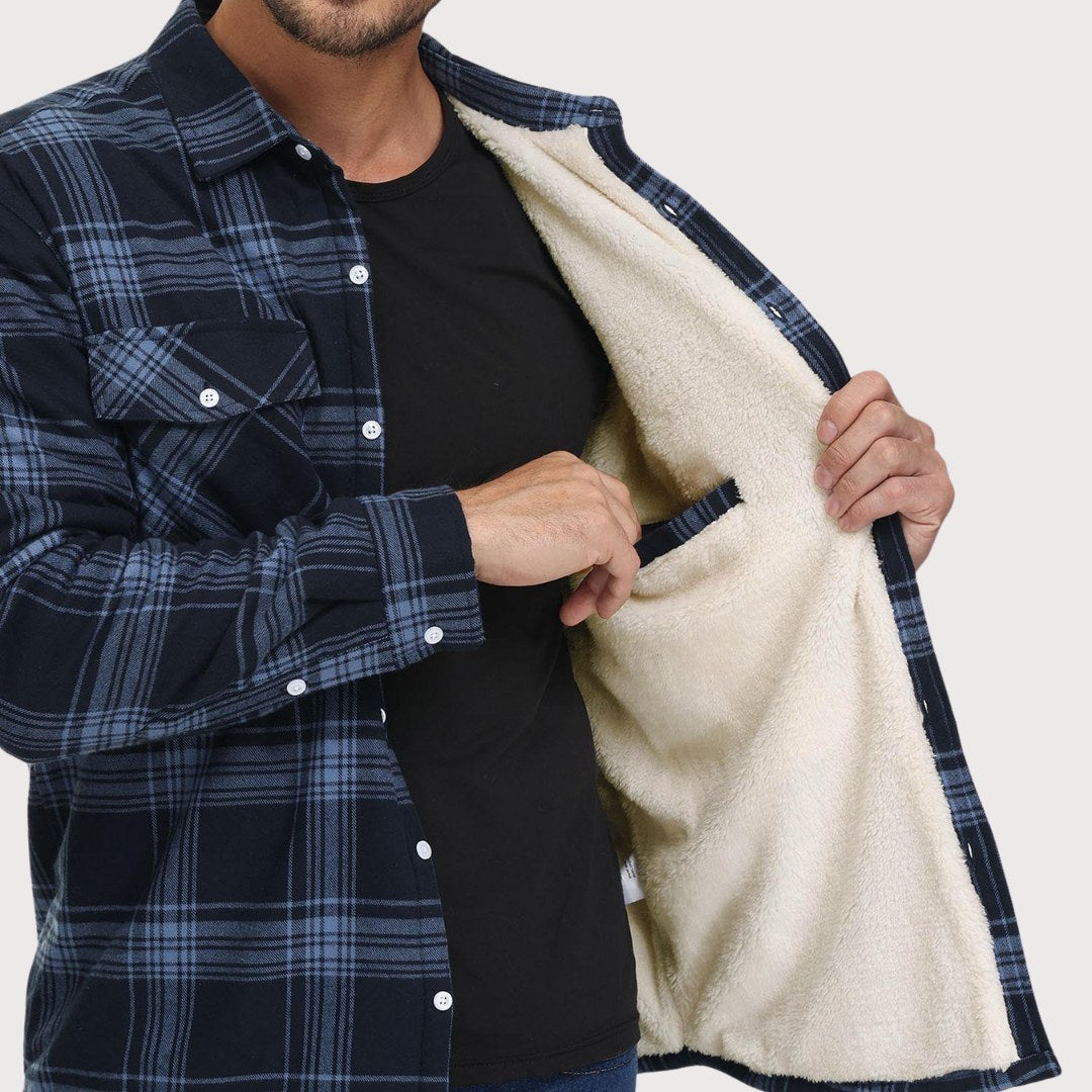 Men's Sherpa Lined Flannel Shirt Jacket | Warm | Autumn